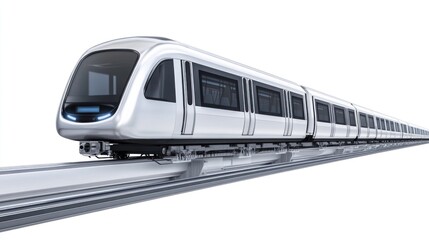 Modern High-Speed Train on Elevated Tracks with Sleek Design, Innovative Technology, and Streamlined Features for Urban Transportation Solutions
