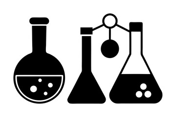 set of laboratory equipment, basic laboratory glassware