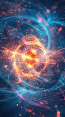 Vibrant Energy Swirls in Cosmic Aesthetic Design, Capturing the Mystique of Abstract Light and Dynamic Movement in a High-Energy Scene