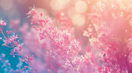 Soft focus pink flowers with dreamy bokeh background