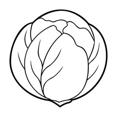 Black and white outline illustration of a Brussels sprout
