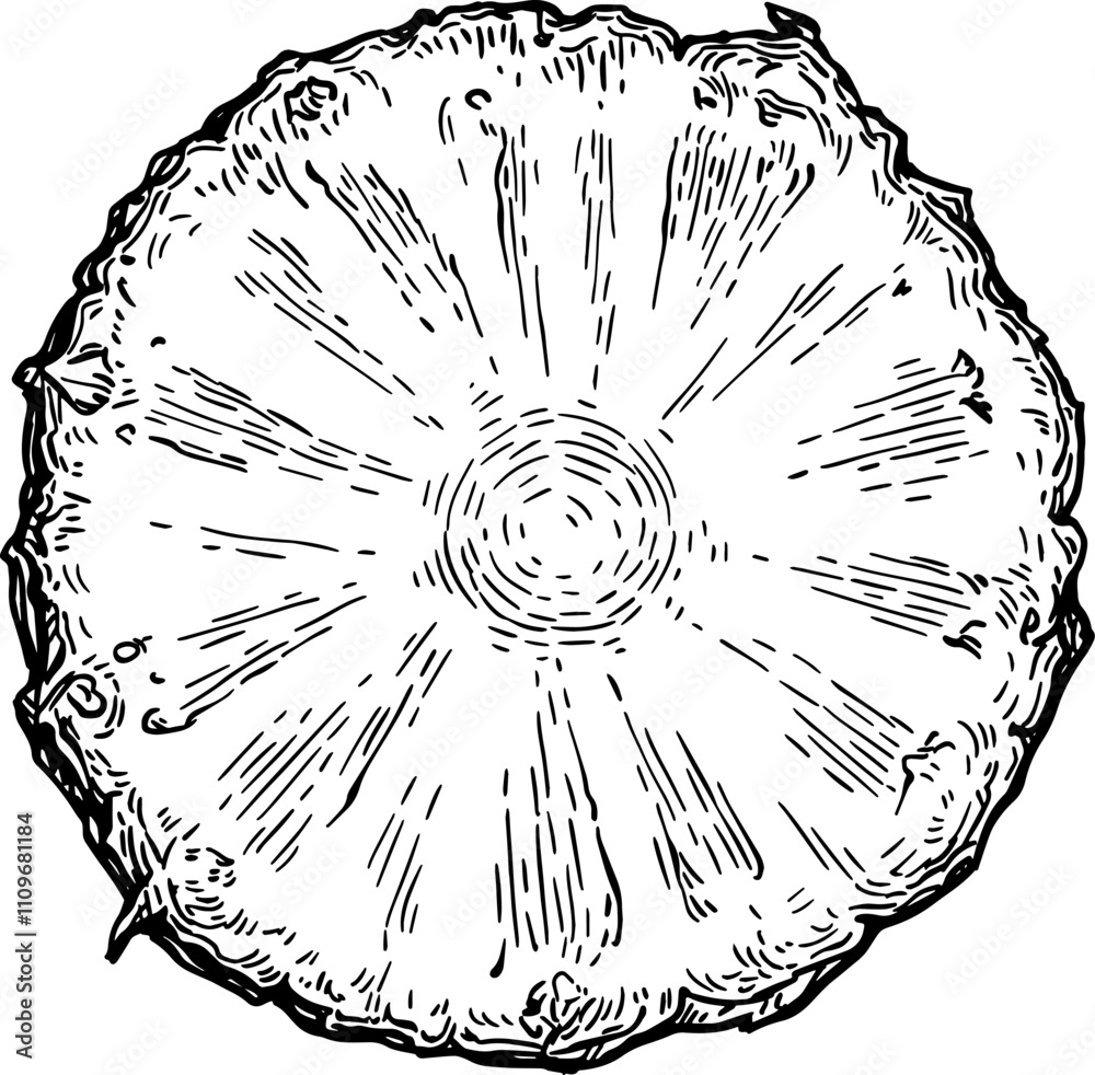 Canvas Prints pineapple cross-section ink sketch.