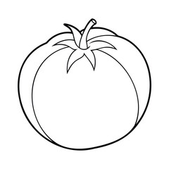 Simple black and white line art illustration of a tomato