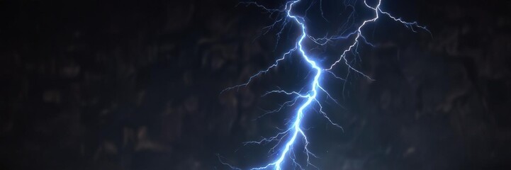 Abstract blue lightning bolt against dark background, striking, storm