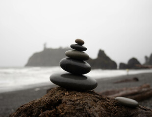 zen stones on the beach