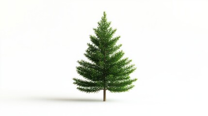 Obraz premium Isolated Evergreen Tree: A Single Conifer Against White Background