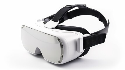 Futuristic White VR Headset on White Background