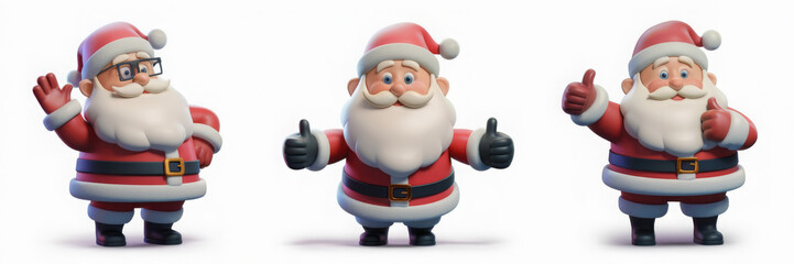 Obraz premium Collection of christmas illustration cute 3D character of funny Santas isolated on white background