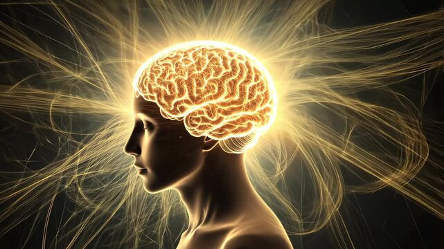 Explore the fascinating representation of human consciousness with a glowing brain concept in creative art