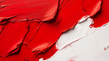 A red and white painting with a red brush stroke