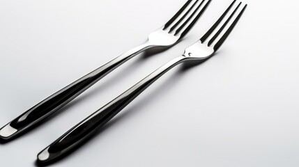Fototapeta premium Elegant Silverware: Two Polished Forks on White Background