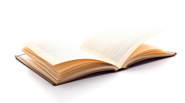 Open Book, pages turning in the wind isolated on white background
