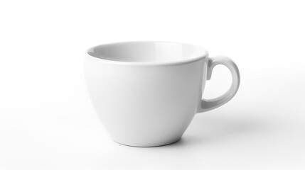 A pristine white teacup, elegantly poised against a stark white backdrop, evokes a sense of simplicity and purity.