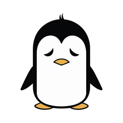 Sadly smiling penguin vector illustration.