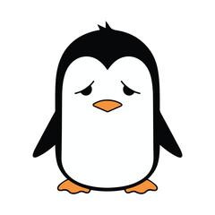 Sadly smiling penguin vector illustration.