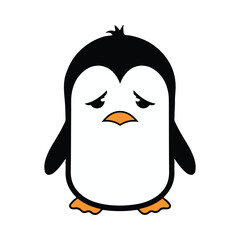Sadly smiling penguin vector illustration.