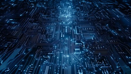 Obraz premium Blue circuit board background vector illustration.