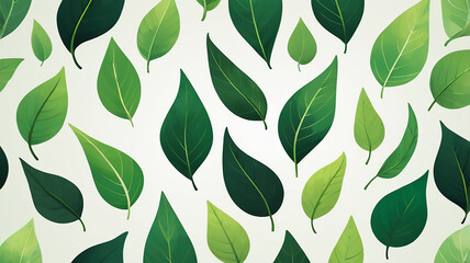 A series of abstract green leaves floating on a light background, symbolizing forest protection importance.