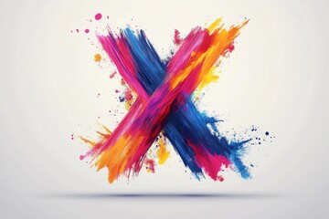 Fototapeta premium Vibrant abstract letter X with colorful paint splashes