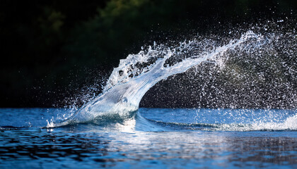 Dynamic splash in pristine lake captures movement and nature's beauty