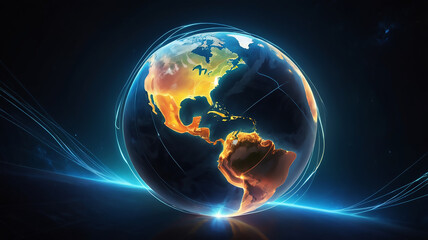 A glowing orb surrounded by abstract lines, symbolizing the Earth&rsquo;s energy, vitality, and modern interpretation.