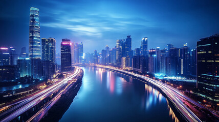 Naklejka premium Abstract city concept background poster. Abstract urban geometric creative banner pattern. Digital illustration. AI artwork.