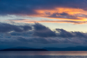 Dramatic Sunrise Over Ocean at Victoria, Vancouver Island, BC, Canada