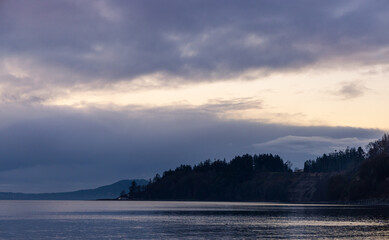 Serene Sunrise Over Victoria Coastline on Vancouver Island, British Columbia