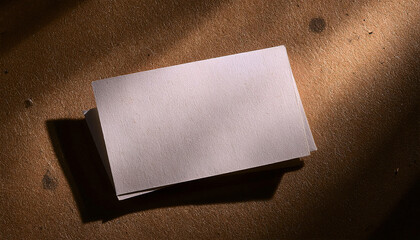 Creative business card mock up on textured paper surface for showcasing design ideas and branding concepts
