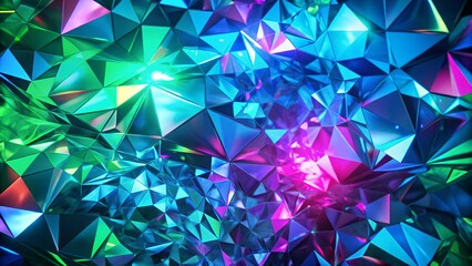Obraz premium Colorful abstract 3D geometric shapes with vibrant reflections and lights