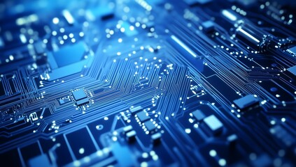 Blue circuit board background vector illustration.