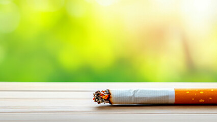 Focus on a Discarded Cigarette Symbolizing the Importance of World No Tobacco Day