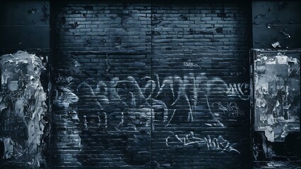 Obraz premium Full frame view of black grunge brick wall background