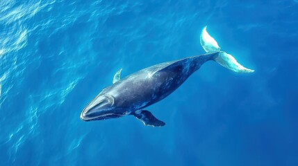 Fototapeta premium Majestic Whale Gliding Through Crystal Blue Waters on World Whale Day
