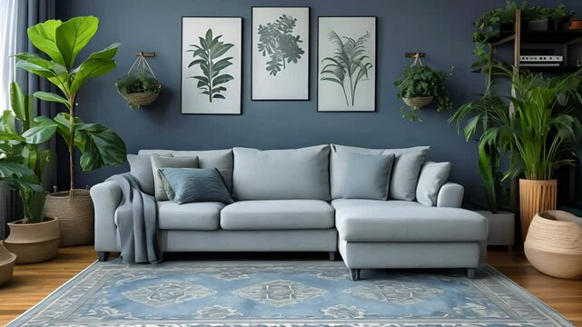 blue gray living room interior design home decor