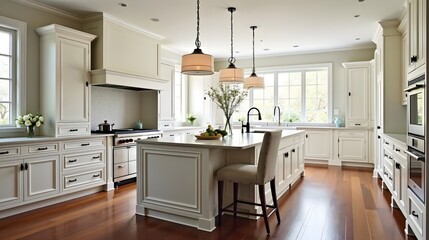 European Style Kitchen with Hardwood Floors (Interior Design)
