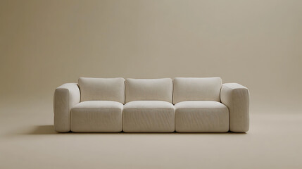A white couch with a patterned fabric