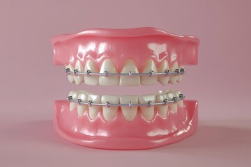 Obraz premium Modern model of teeth with dental braces