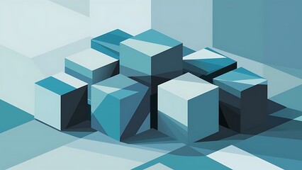 Vector Abstract geometric shape from cubes. squares