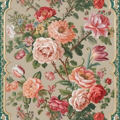 Vector classical wall-paper with a flower pattern.