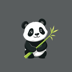 panda bear holding bamboo stick