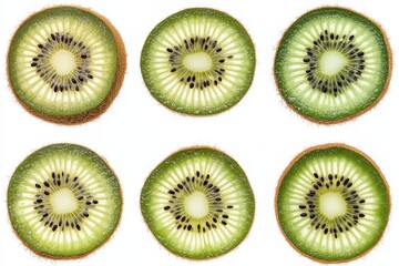 Fototapeta premium Set of kiwi fruit slices isolated on a white background