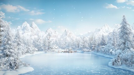 Enchanted Winter Gathering by the Frozen Lake - Festive Mythical Beings Christmas Picnic in Snowy Forest - Ultra-Detailed Fantasy Scene