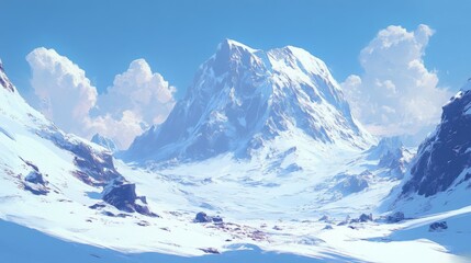 Obraz premium Majestic Snow-Capped Mountain Peak with a Clear Blue Sky