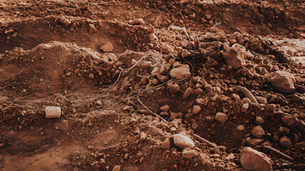 Grainy, earthy soil with small stones.