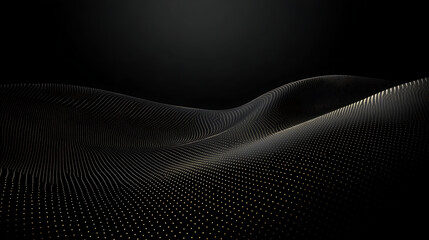 A black and white image of a wave with gold dots