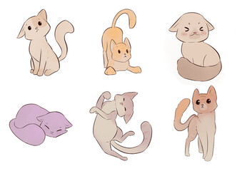 6 stickers de gatito