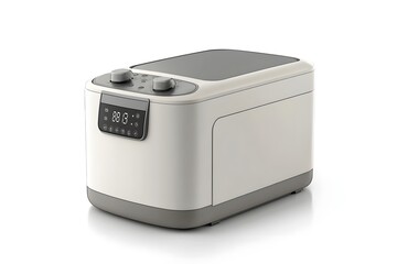 Fototapeta premium Stylish grey bread maker with digital controls on clean white background