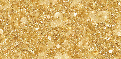 Sparkling gold glitter background with various sizes of shimmering particles creating a radiant effect for design purposes