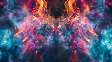 Fototapeta premium A colorful smokey background with a blue and orange flame